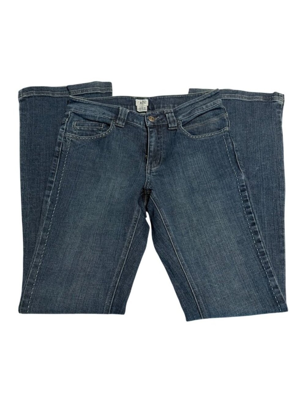 Cache Womens Blue Denim Jeans Embroidered Back Pocket Detail Size 4 Made In Hong